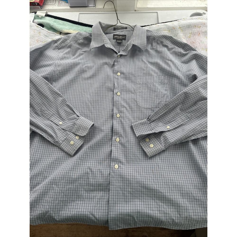 Eddie Bauer Checkered Plaid Cotton Button Down Shirt Long Sleeve XXL